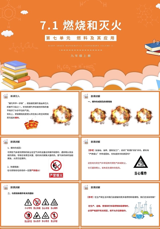 燃料及其应用燃烧和灭火化学说课课件PPT模板宣传PPT动态