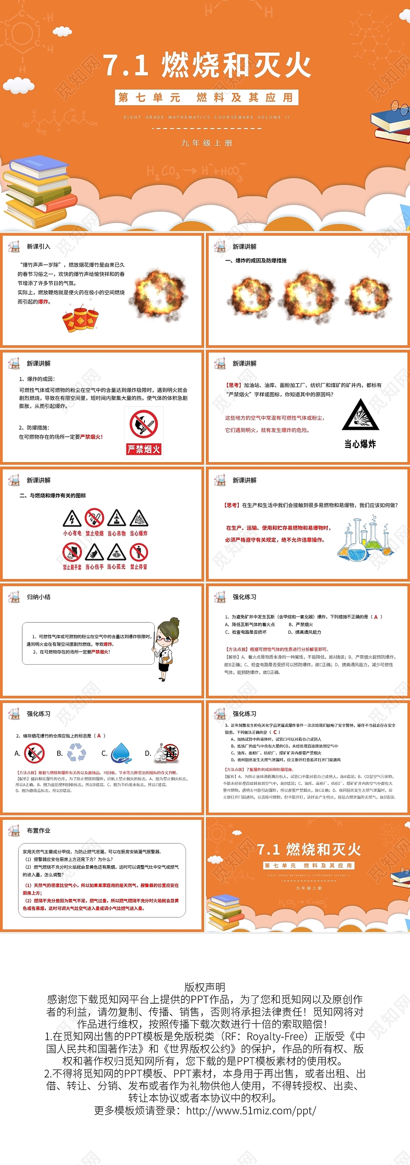 燃料及其应用燃烧和灭火化学说课课件PPT模板宣传PPT动态