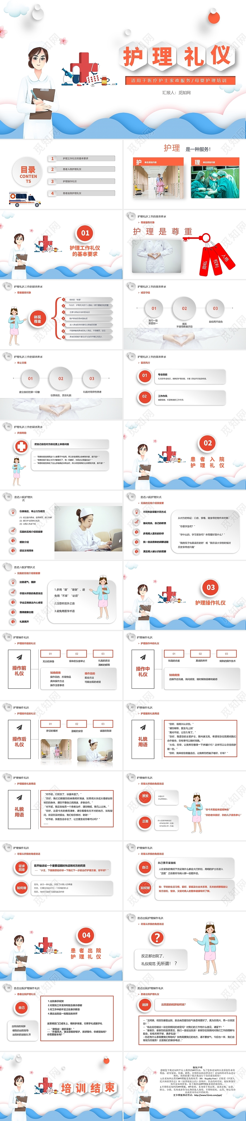粉色卡通护理礼仪培训课件PPT模板护士服务规范与礼仪培训