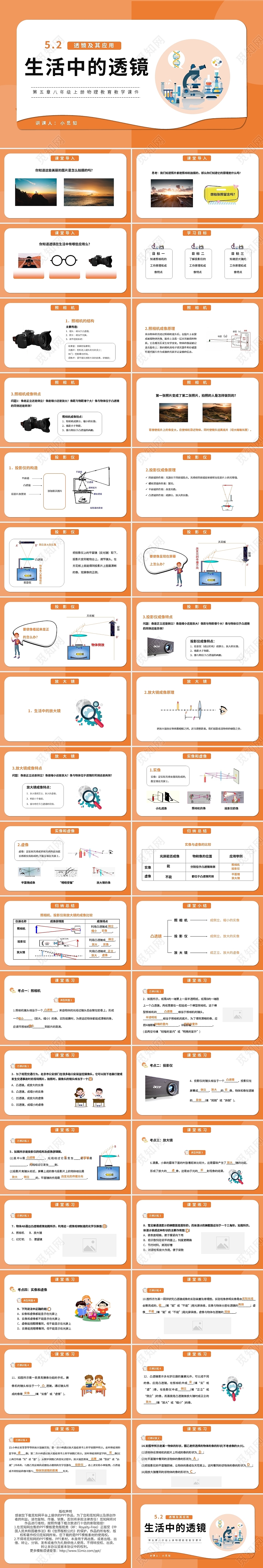 第五章八年级上册物理教育教学课件生活中的透镜PPT模板宣传初中物理说课课件