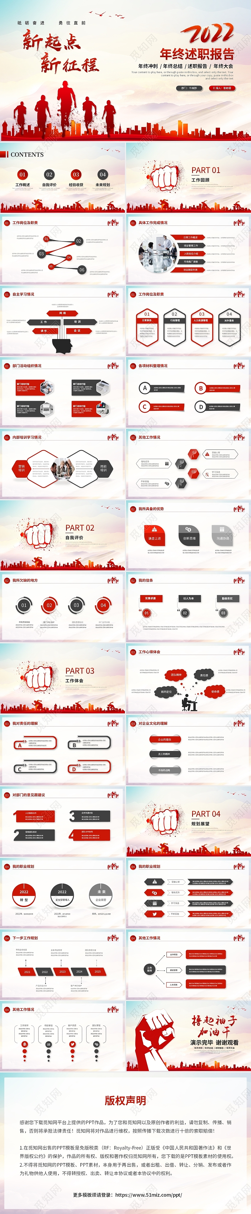 2022新起点新征程年终述职报告工作总结计划ppt模板年终总结