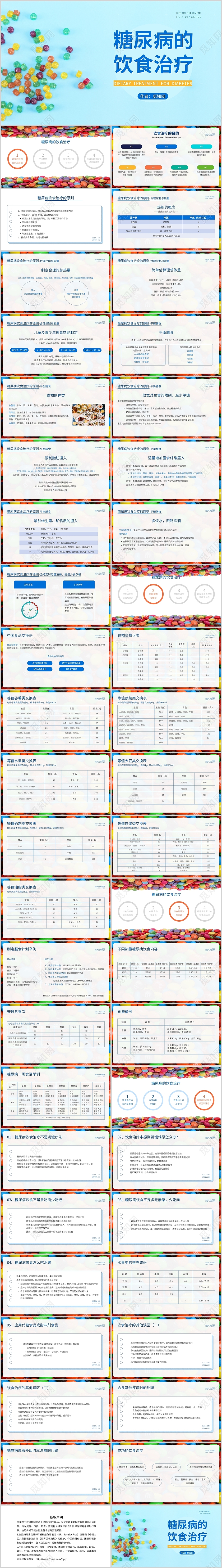 蓝色健康宣教糖尿病的饮食治疗宣传讲座PPT模