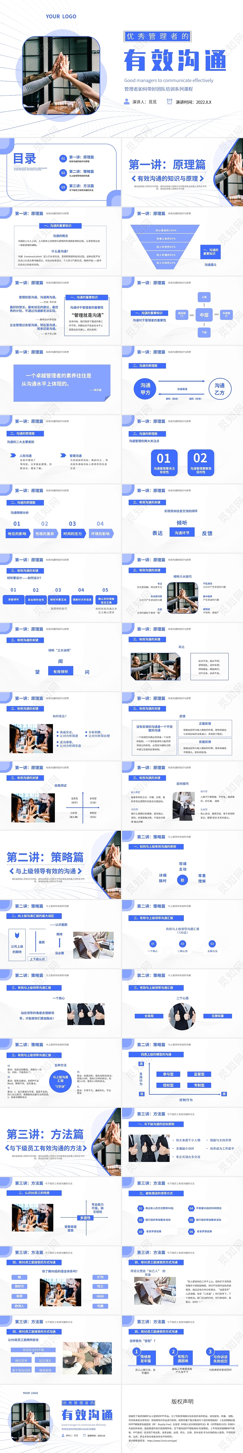 蓝色简洁商务优秀管理者的团队有效沟通培训PPT课件团队管理沟通企业培训