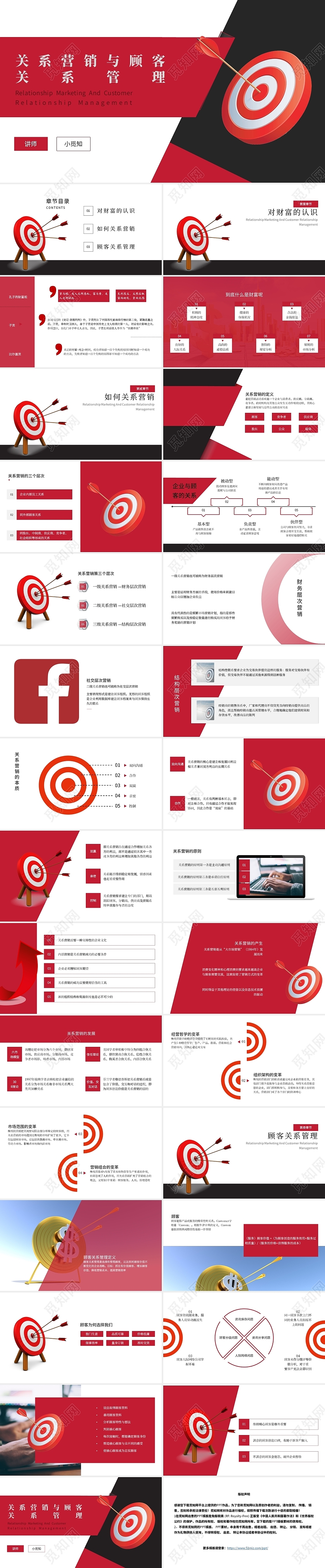 红黑商务关系营销与顾客关系管理ppt模板客户管理企业培训