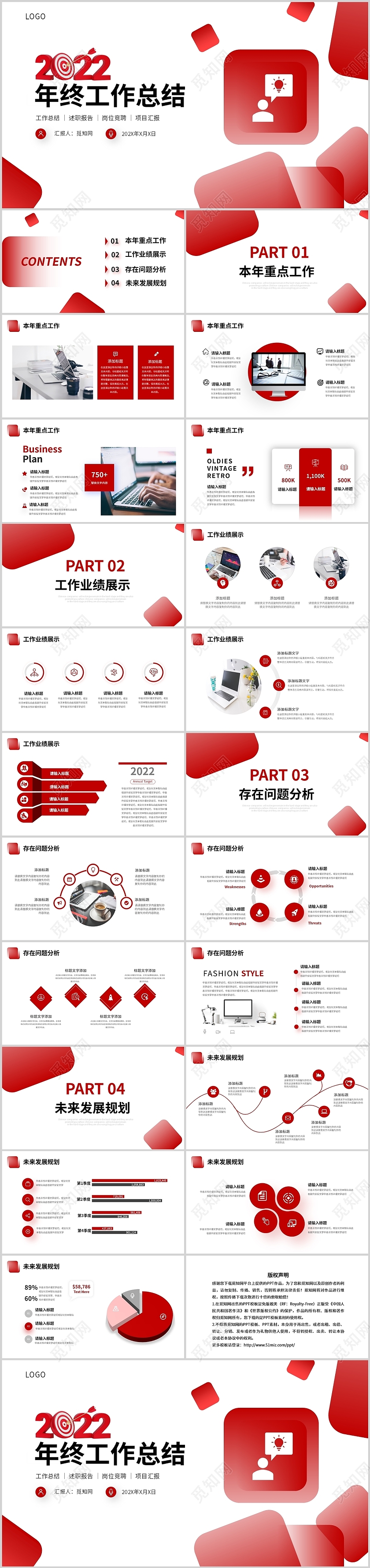 红色简约大气年终工作总结述职汇报竞聘项目计划PPT模板