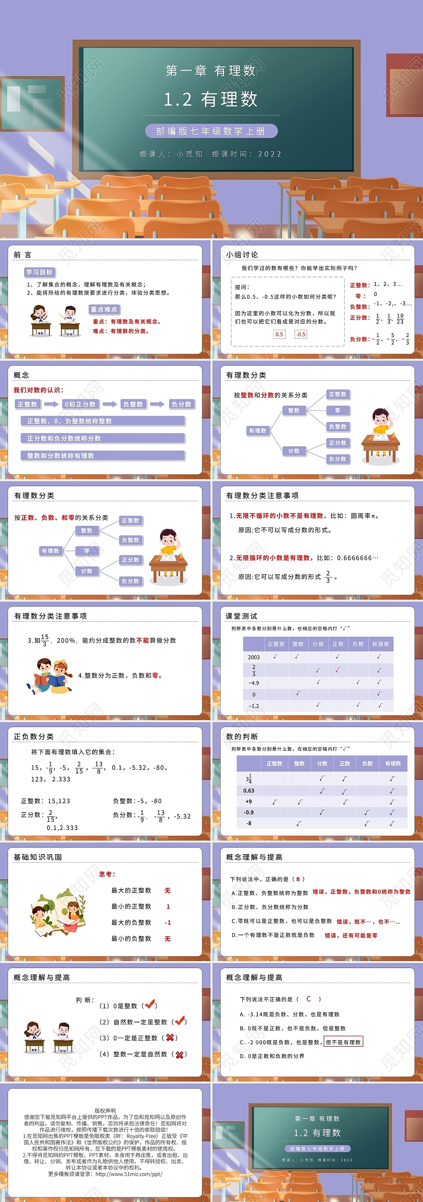 部编版七年级数学上册有理数PPT模板宣传PPT动态PPT初中数学说课
