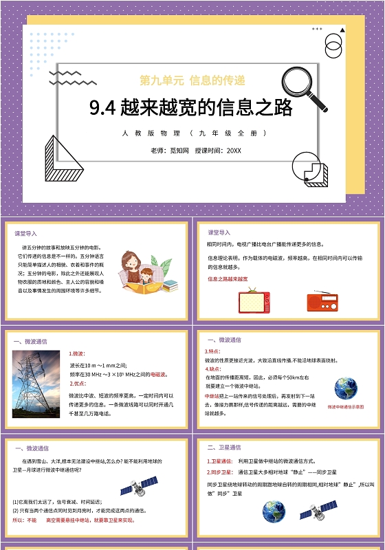 几何背景网络科技信息通讯教学课件PPT模板物理说课