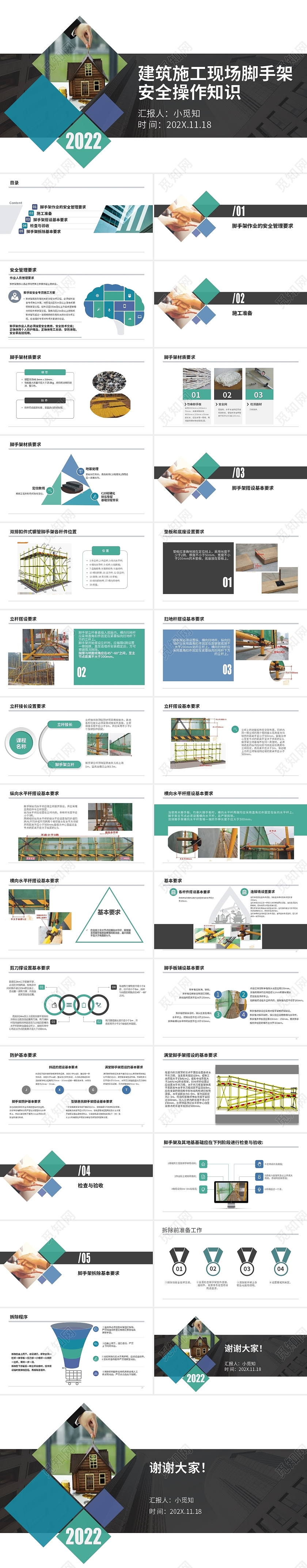 彩色简约风格脚手架安全知识课件PPT建筑施工现场脚手架安全建筑施工现场脚手架安全操作知识