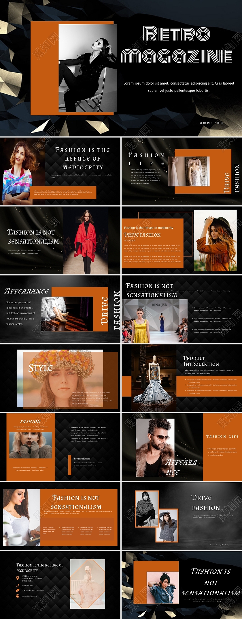 黑色服装摄影画册PPT模 BLACK 黑色PPT模板 潮流