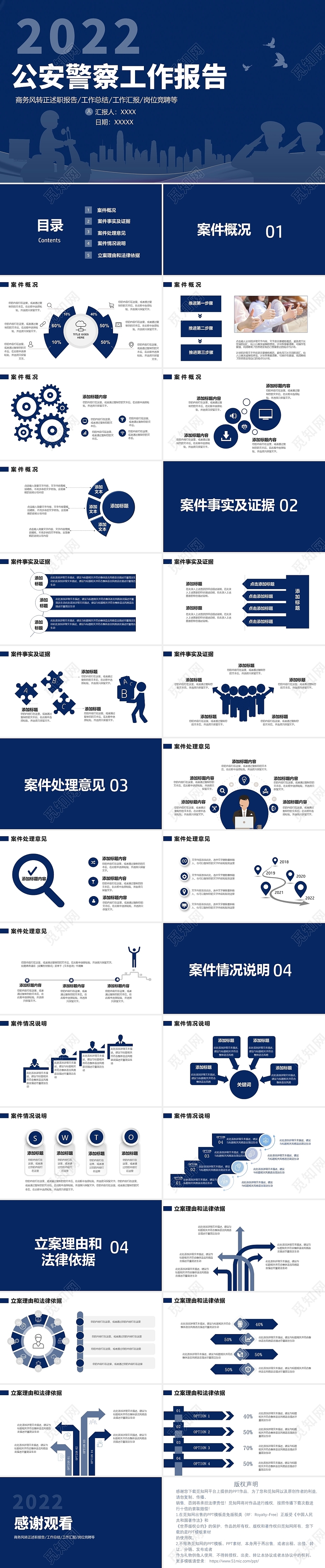 蓝色大气端庄公安警察邢事案件工作报告PPT模板宣传