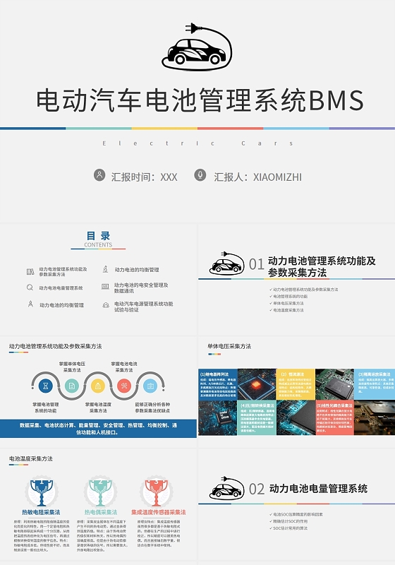 极简主义简约风商务风电动汽车电池介绍PPT模板电动汽车电动汽车电池管理系统BMS