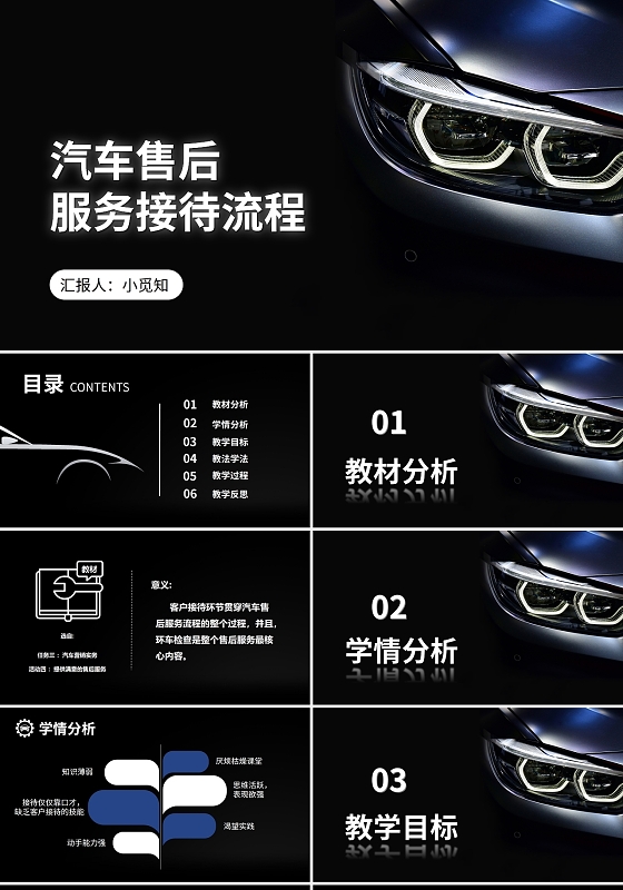 黑色简约商务汽车售后服务接待流程培训PPT模板