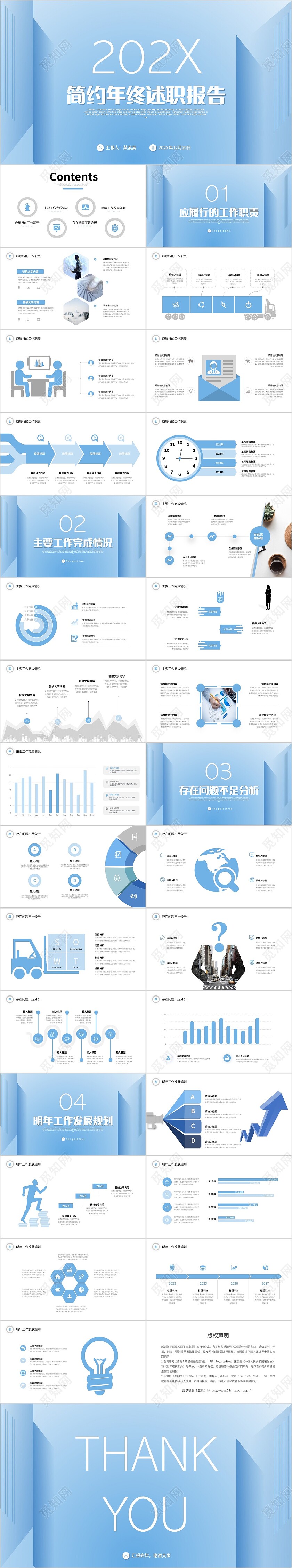 简约清新2023个人年终述职报告工作总结年终总结PPT