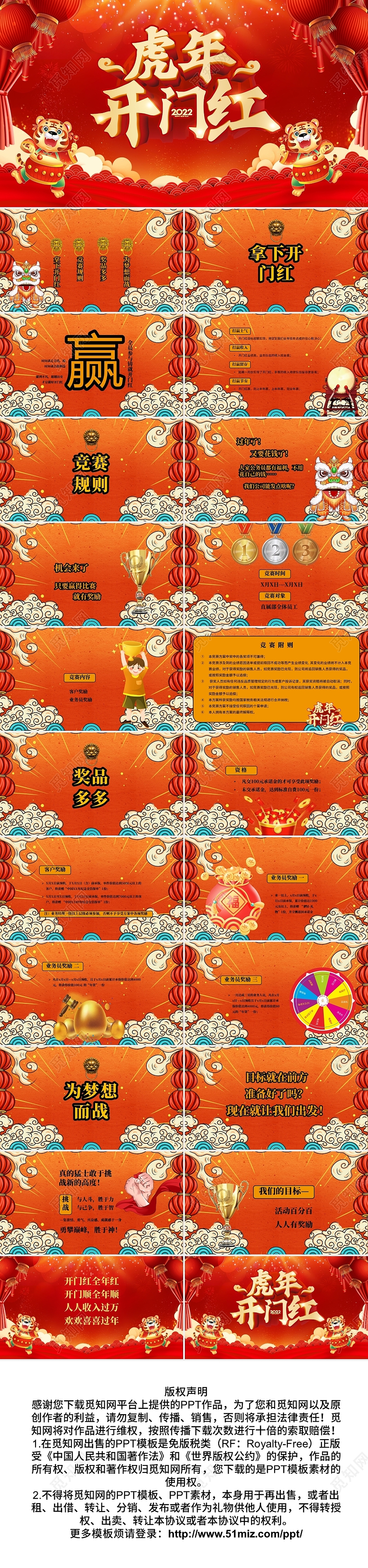 红色卡通虎年开门红工作总结PPT模板虎年开门红激励方案