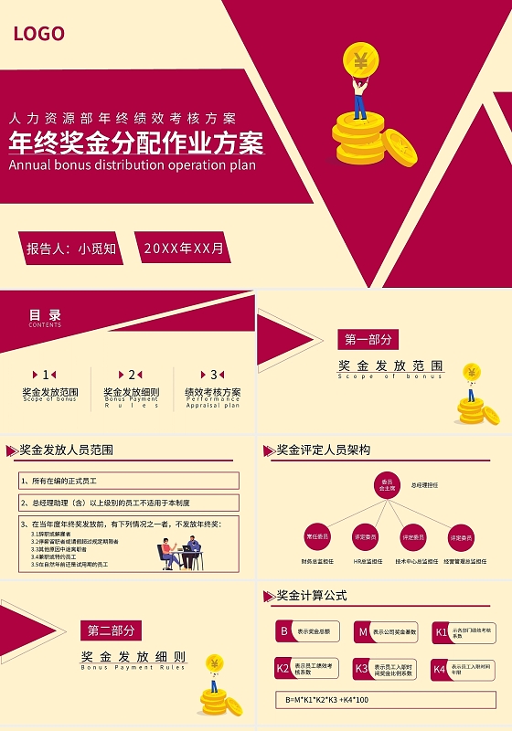 粉色简约人力资源年终绩效考核方案PPT模板宣传PPT动态