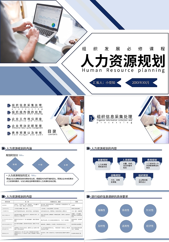 浅色简约人力资源规划PPT模板宣传PPT动态PPT人力资源规划培训