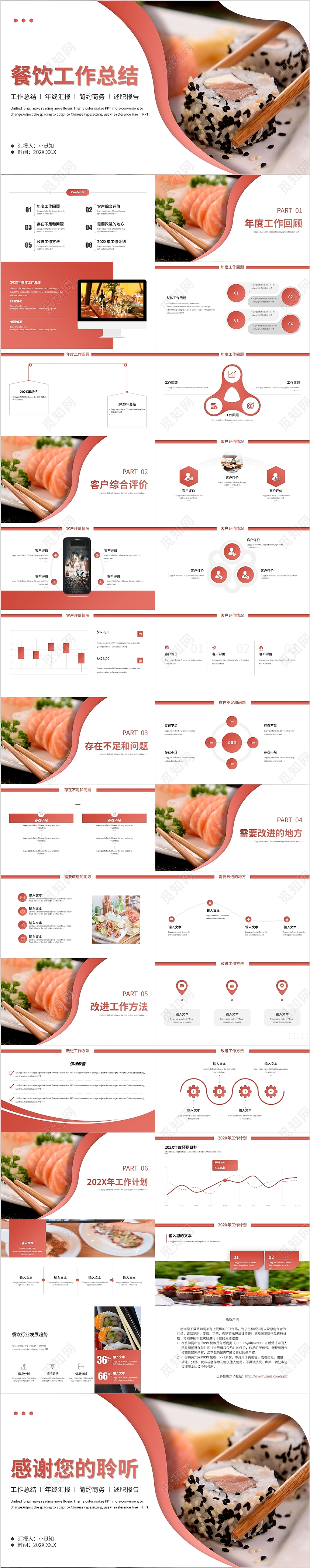 红色简约餐饮业年终工作总结汇报模板餐饮年终总结