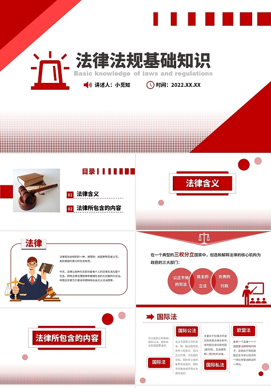 红色厚重简约商务法律法规基础知识模板157956893试稿