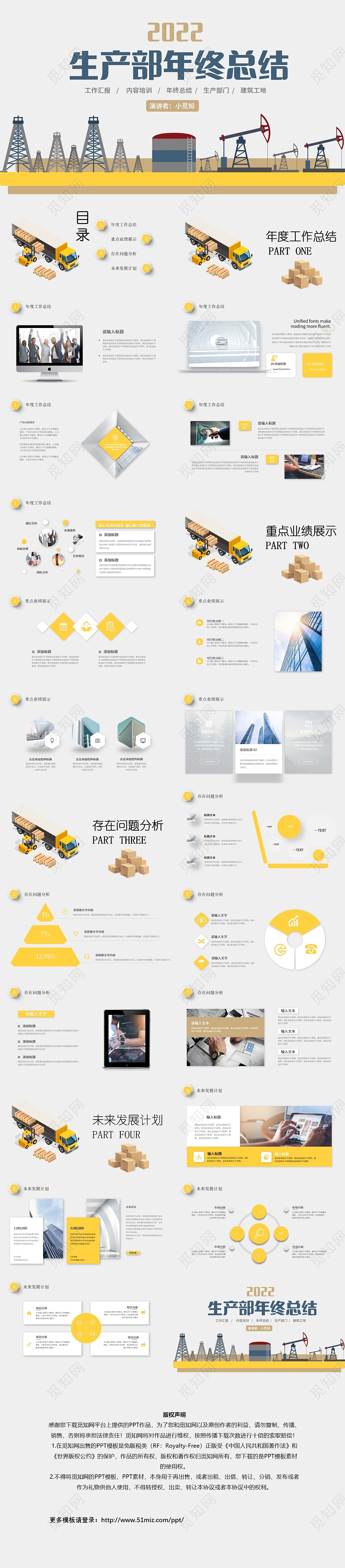 绿色商务简约生产部年终总结PPT