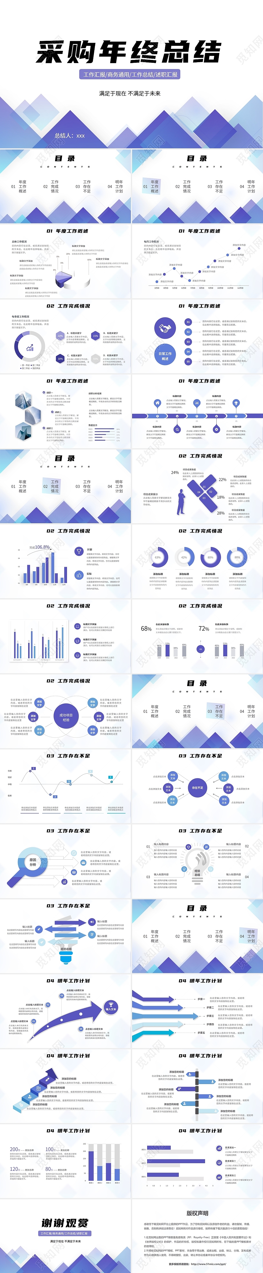 简约商务风采购年终总结PPT模板采购年终报告