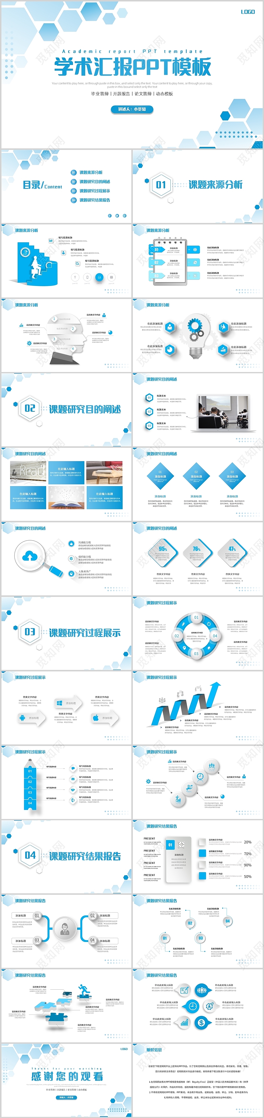 蓝色商务风学术报告论文答辩开题报告PPT通用模板学术汇报