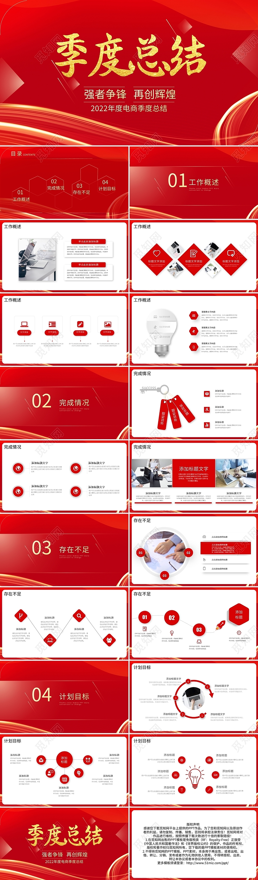 红色大气2022年度电商季度总结强者争锋再创辉煌PPT模板大气季度总结