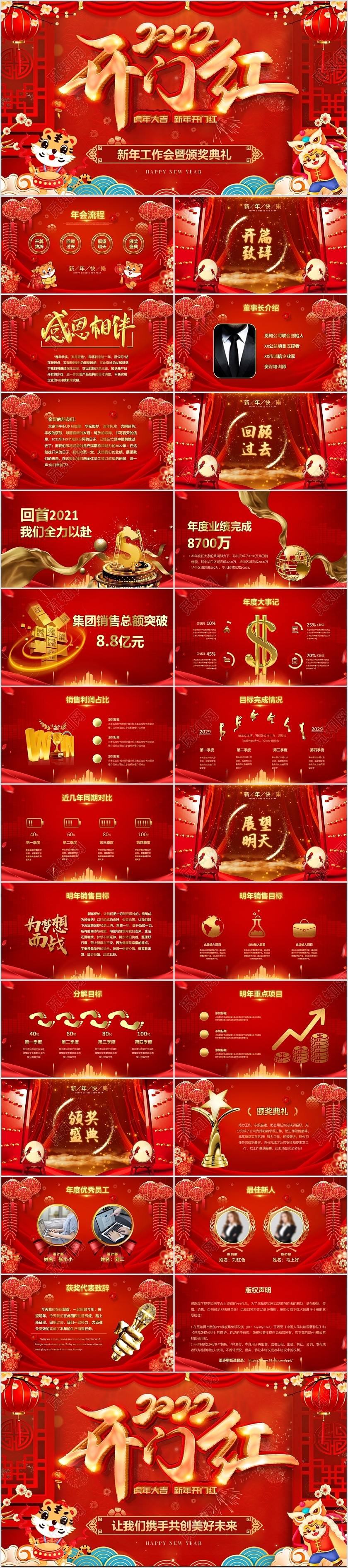 虎年开门红视频片头公司年会工作会颁奖典礼新年计划PPT