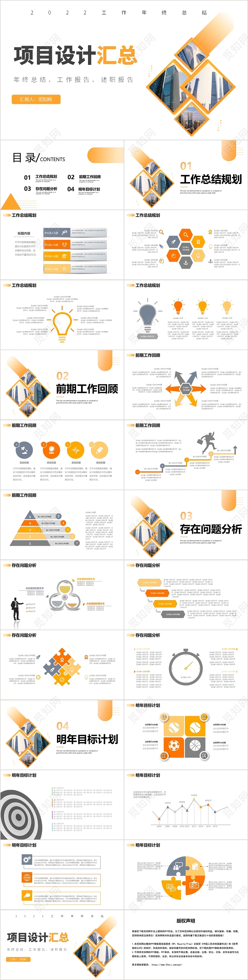橙色简约风项目设计汇总2022工作总结PPT项目设计汇报