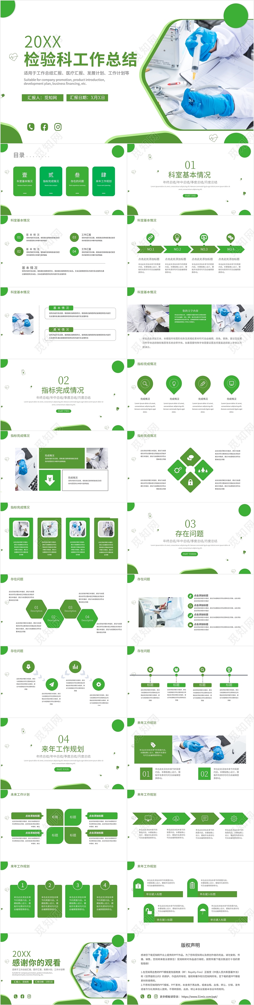 绿色简约通用医疗检验科工作总结汇报PPT检验科工作汇报