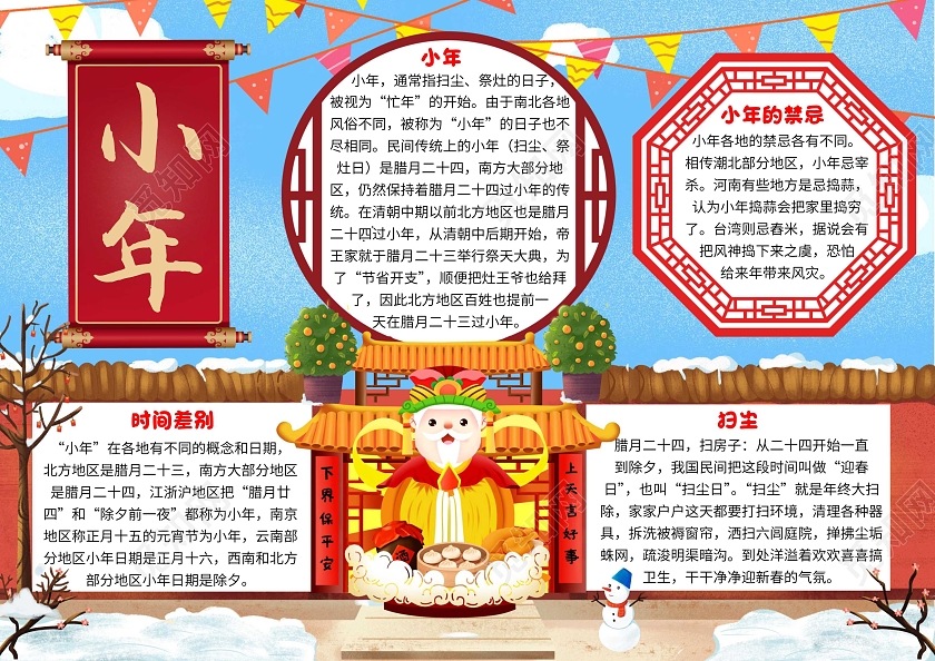 蓝色卡通小年卡通小报手抄报