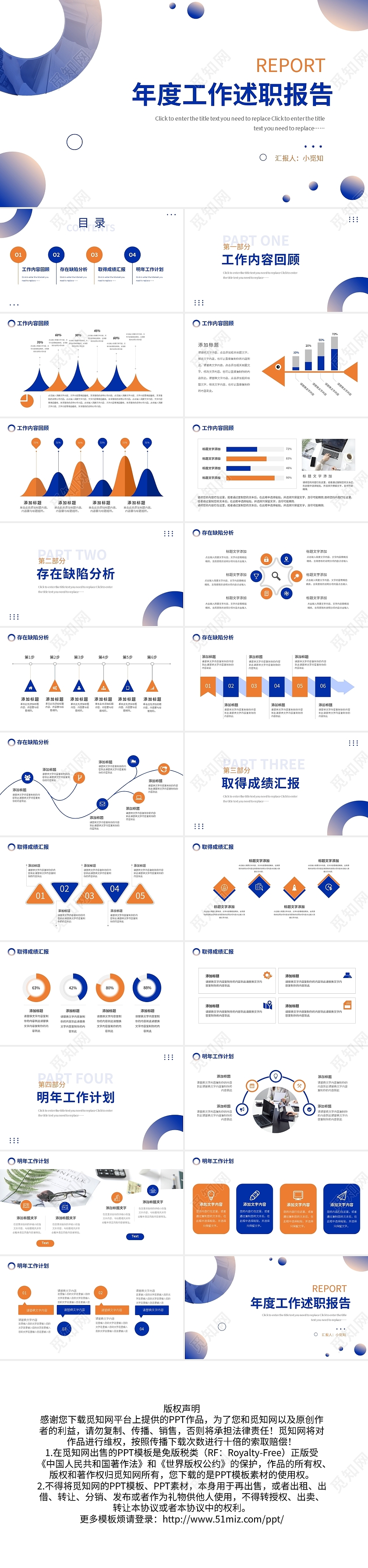 橙紫简约年度工作述职报告PPT模板宣传PPT动态PPT