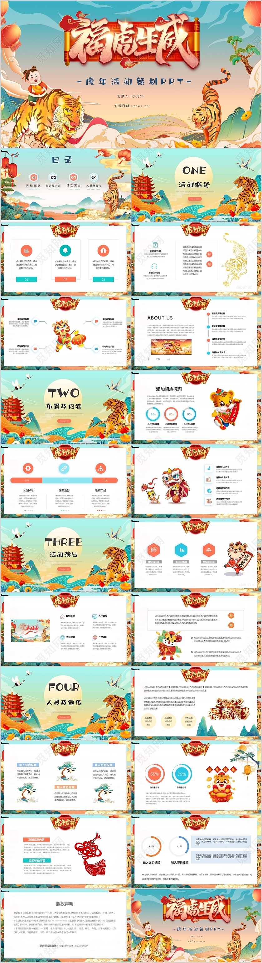 国潮风虎年企业新年年会活动策划方案PPT模板