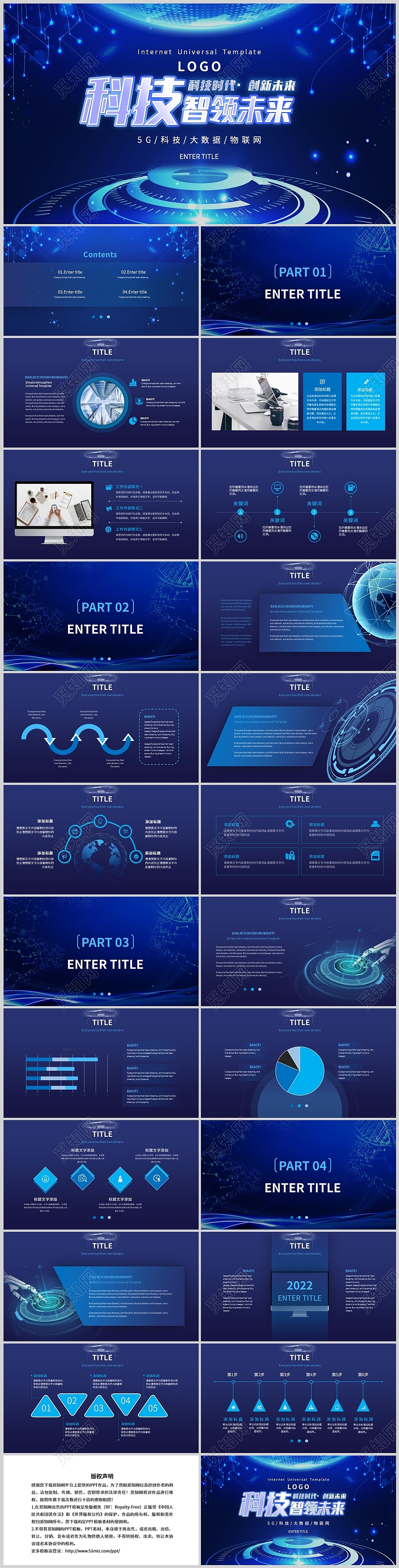 科技简约创意商务工作项目汇报述职复盘商务PPT模板大数据