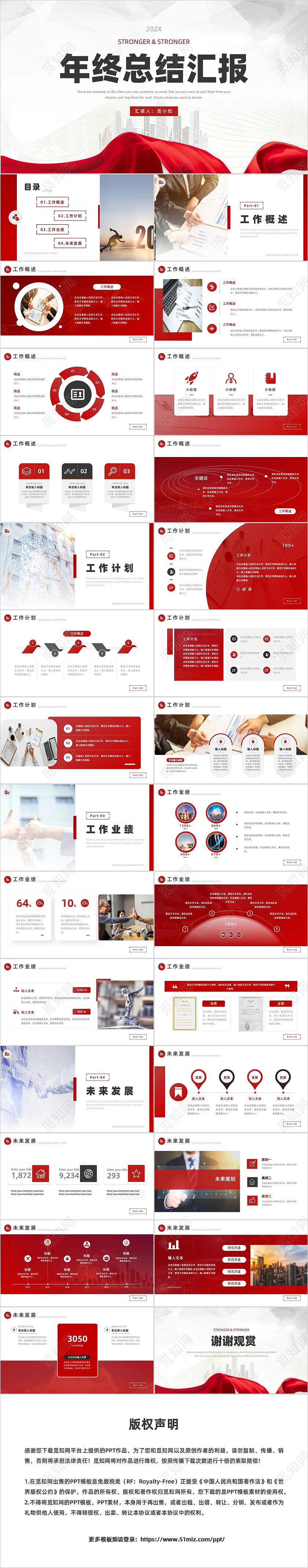 年终总结工作总结PPT红色总结汇报商务汇报PPT工作总结年终总结