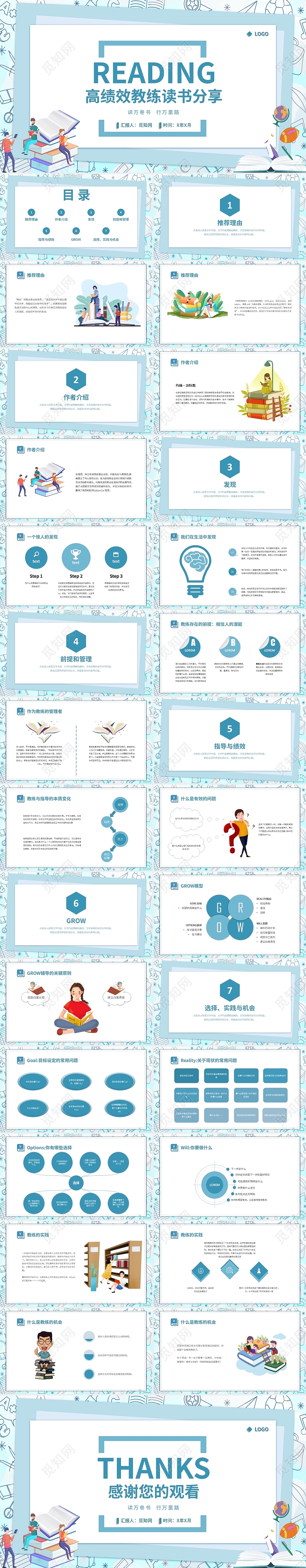 蓝色简约风读书分享高绩效教练PPT课件