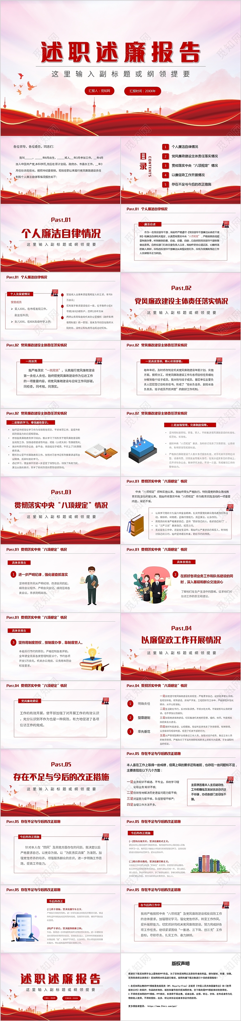 红色党政风述职述廉报告PPT年终述职