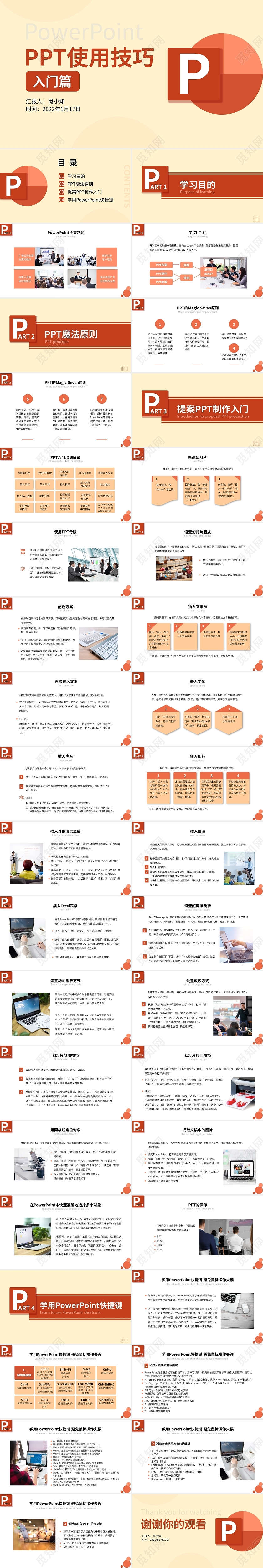 橘色商务风格课件PPT使用技巧入门篇ppt 使用技巧