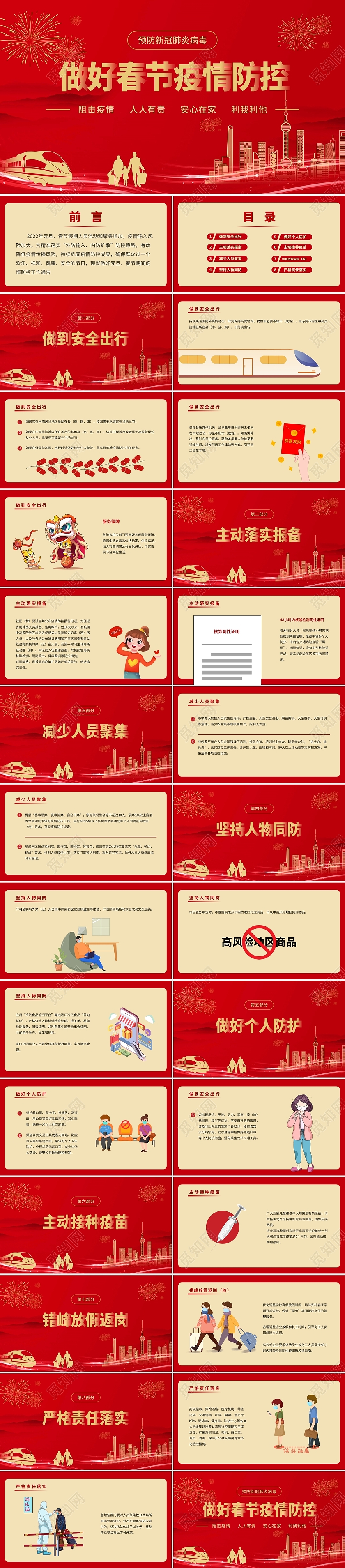 红色大气简约做好春节疫情防控培训PPT课件