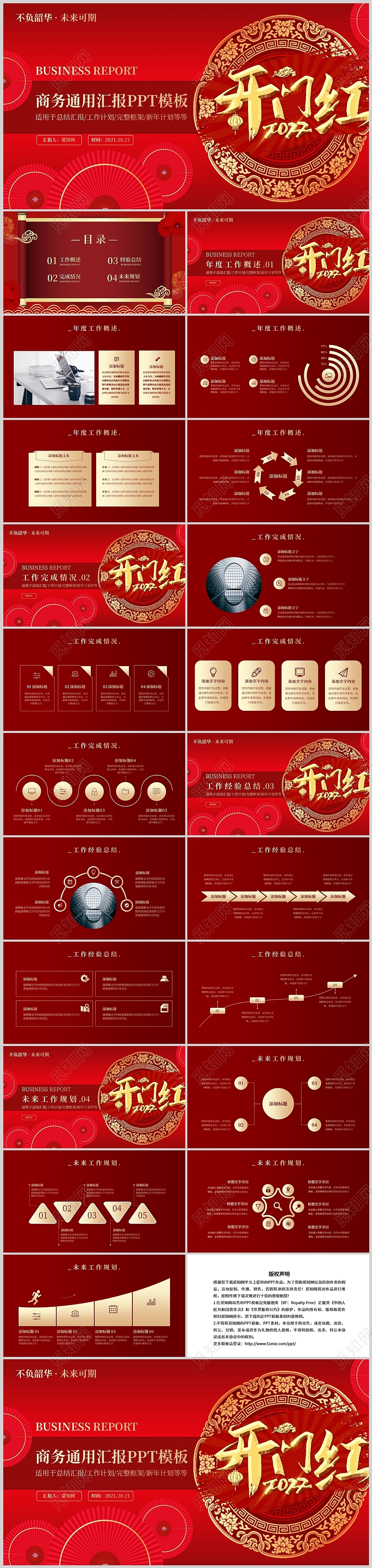 红色简约高端大气开门红工作总结计划项目说明PPT模板