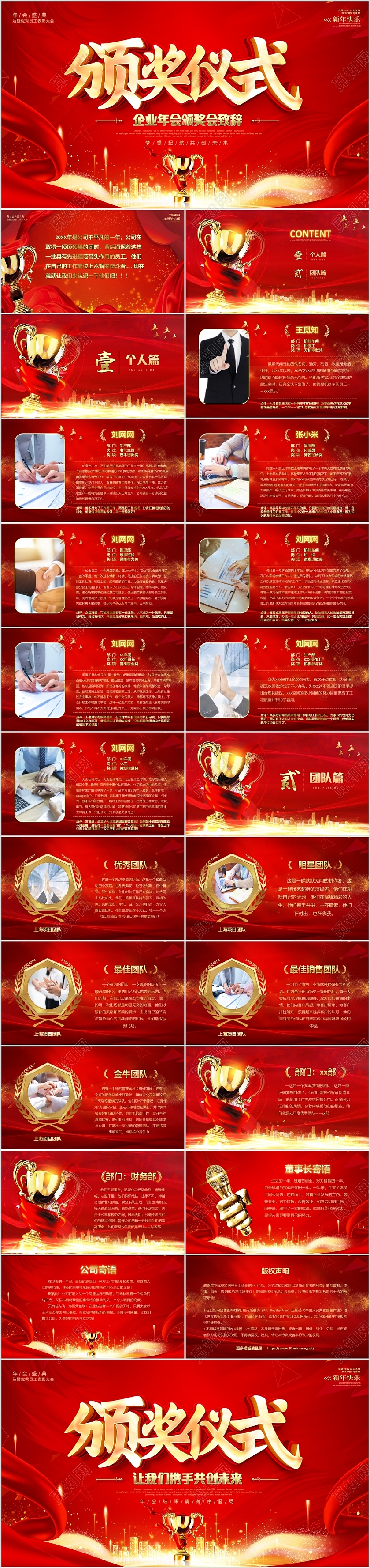 红金粒子视频背景公司年会工作会颁奖典礼颁奖词领导致辞PPT