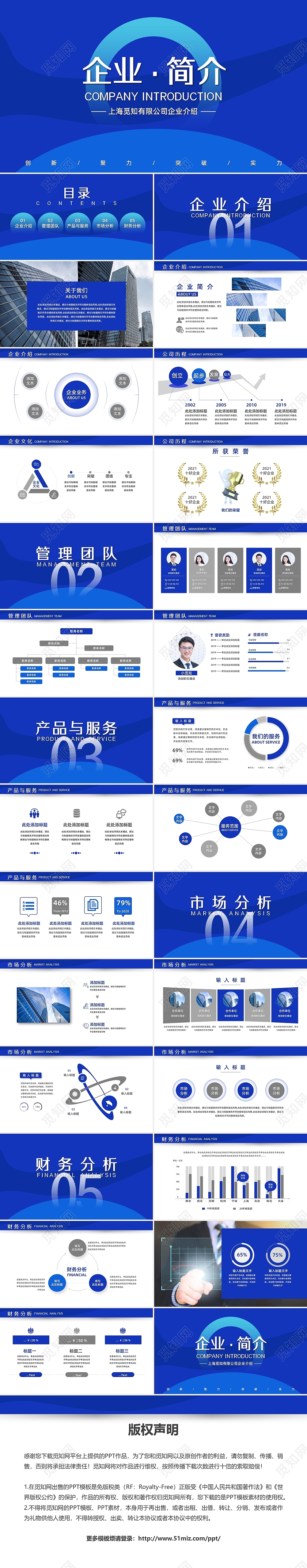 蓝色渐变商务简约企业简介企业介绍企业宣传ppt模板公司介绍