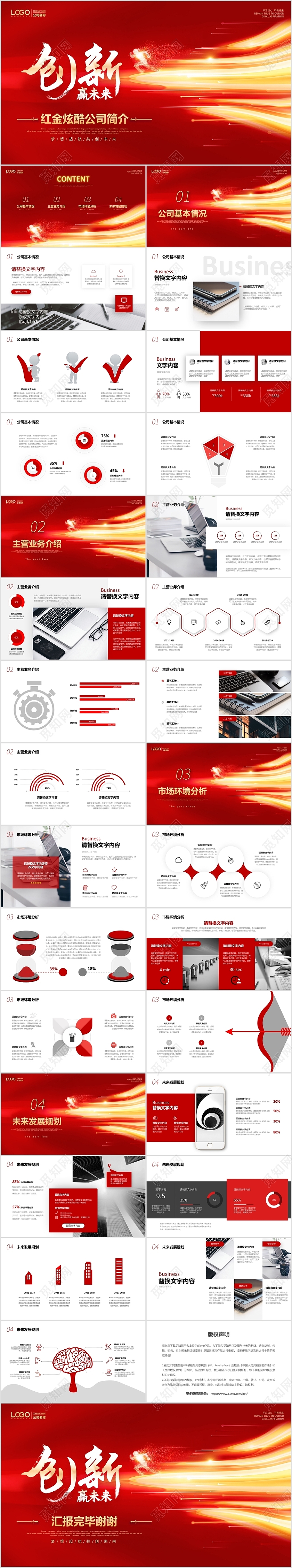 红金炫酷创新赢未来公司简介产品介绍企业文化商务通用PPT公司介绍