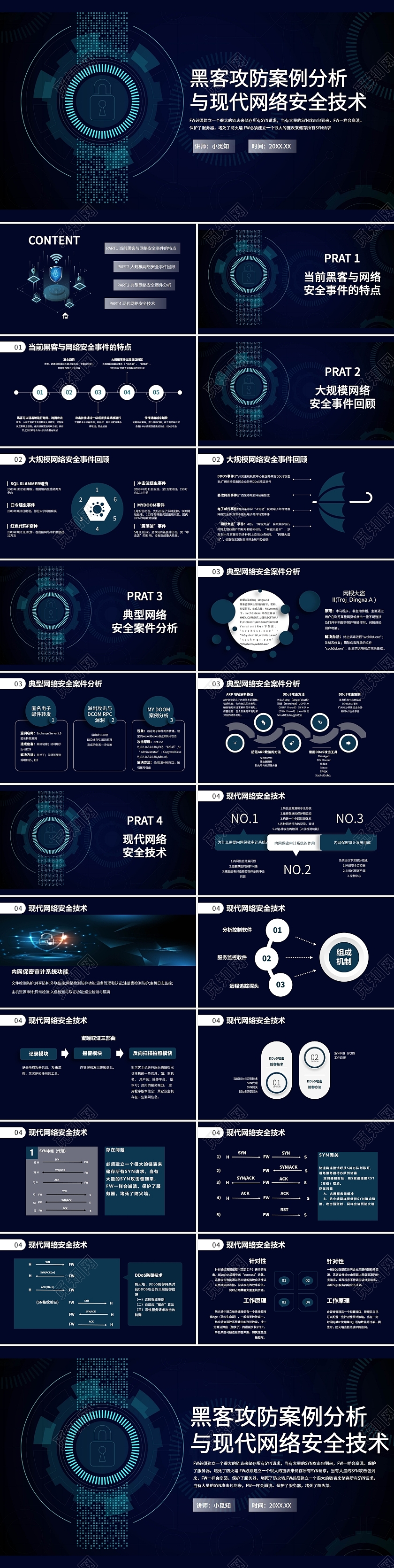 蓝色科技感网络安全黑客攻防案例分析商务通用PPT黑客攻防案黑客攻防案例分析与现代网络安全