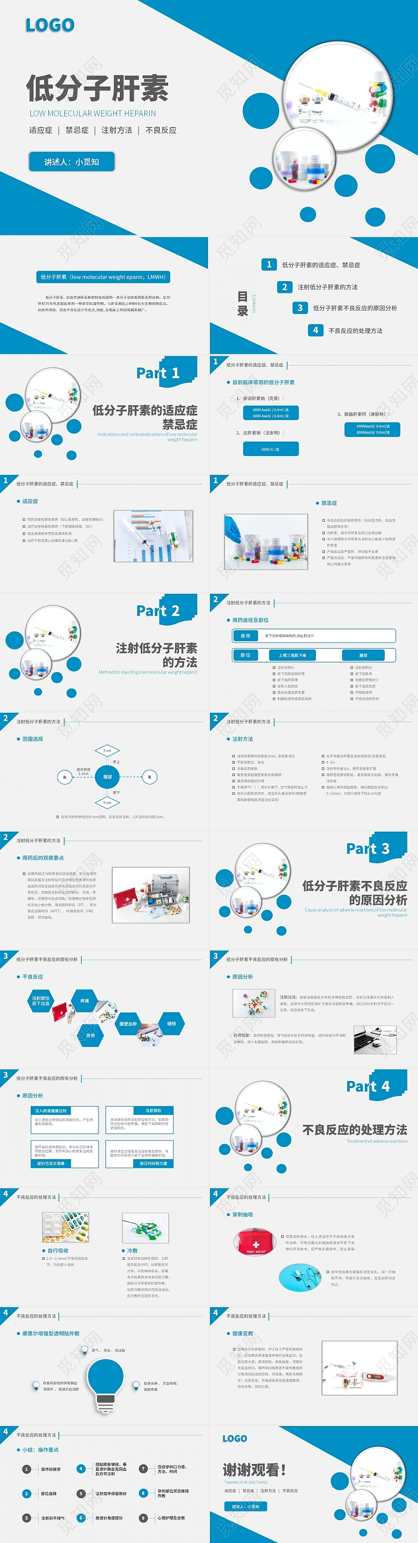 蓝色水彩简约商务低分子肝素企业培训PPT课件