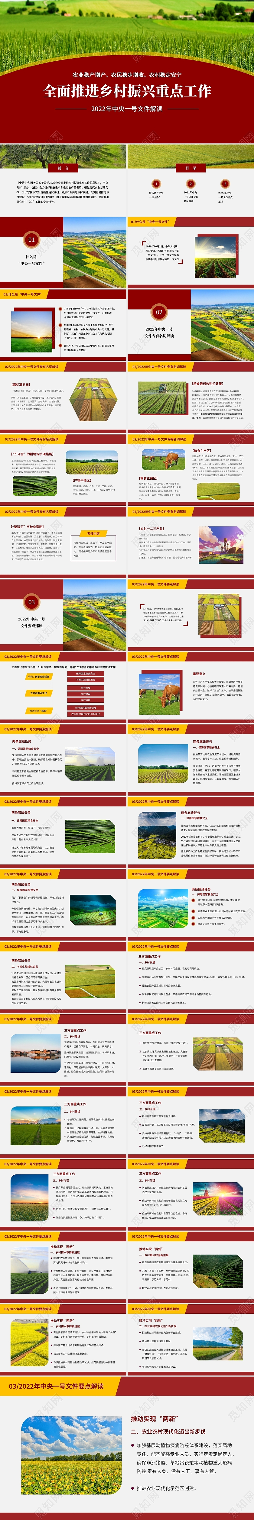 红色实拍风中央一号文件解读PPT模板中央会议