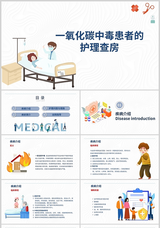 简约一氧化碳中毒患者的护理查房专业培训PPT模板