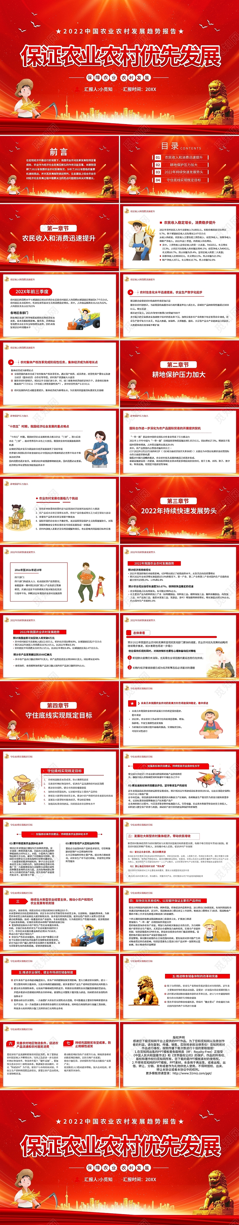 红色简约保证农业农村优先发展PPT模板宣传PPT动态PPT保障农业农村优先发展