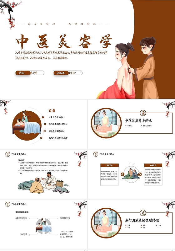 棕色中国风中医美容学中医美容PPT