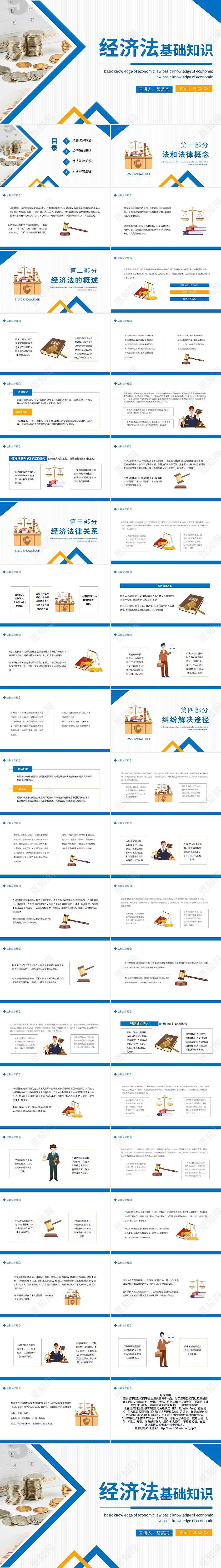 黄蓝简约经济法基础知识PPT模板宣传PPT动态PPT