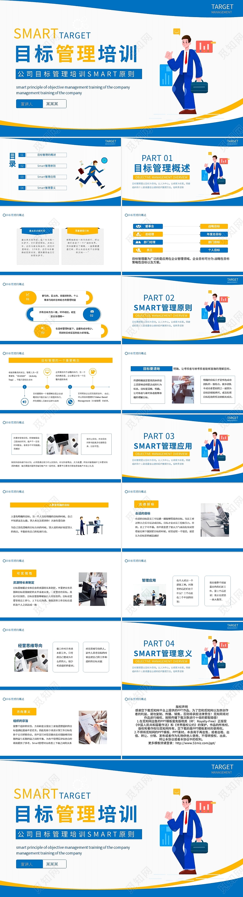 黄蓝简约公司目标管理培训SMART原则PPT模板宣传PPTsmart原则